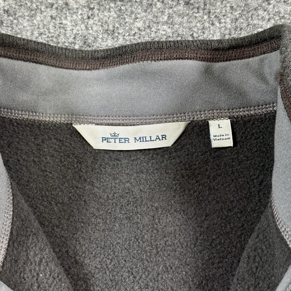 Peter Millar 1/4 Zip Pullover Men L Gray Recycled Polyester Crown Fleece Sweater